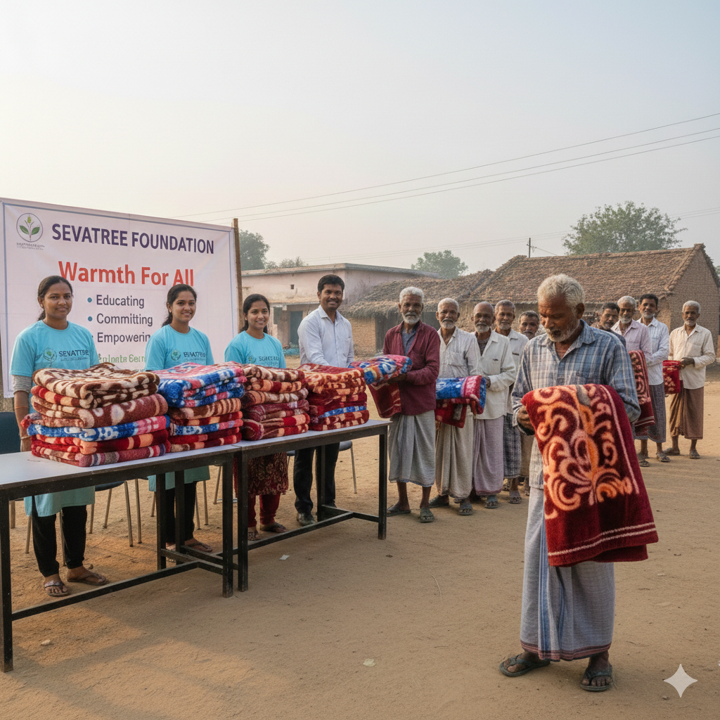 Winter blanket distribution in India